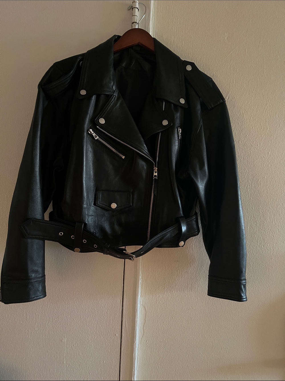 RUDSAK Black Leather Asymmetric Biker Jacket